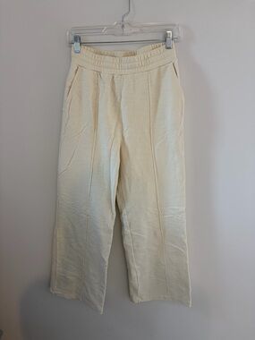 AG Cream High-Waist Wide Leg Pants
